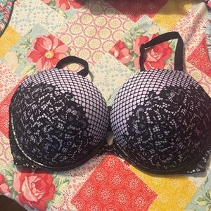 Victoria's Secret Black and Lavender Lace Bra